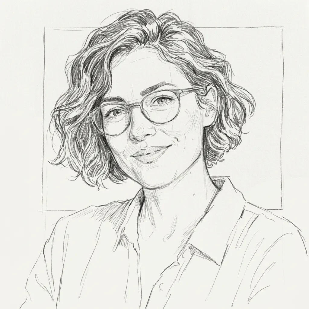 Loose sketch treatment of the same synthetic portrait