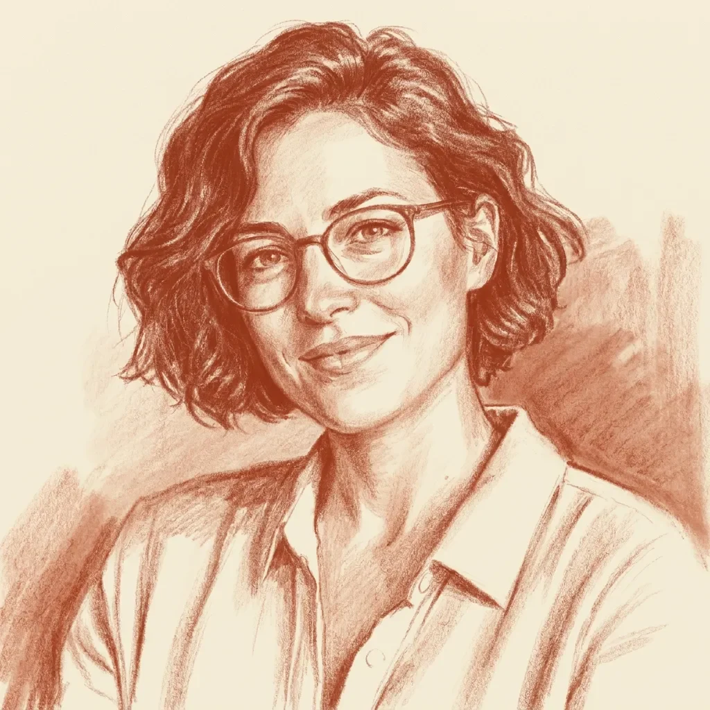 Red chalk treatment of the same synthetic portrait