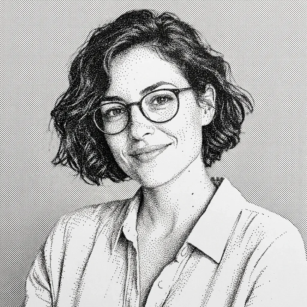 Stipple ink treatment of the same synthetic portrait